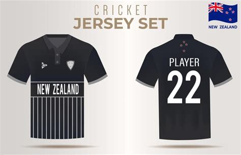 Premium Vector | Jersey for New Zealand Cricket Team Front and Back view