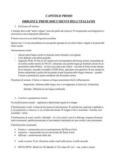 Breve Storia Della Lingua Italiana C Marazzini CAPITOLO PRIMO