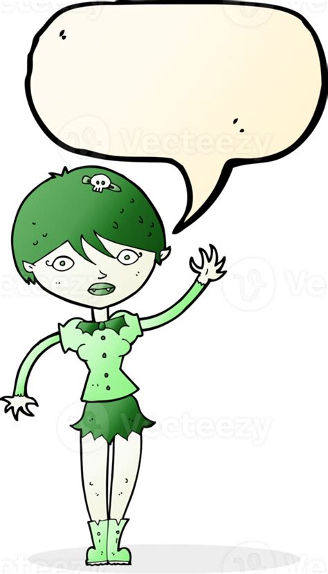 Cartoon Vampire Girl Waving With Speech Bubble 45199772 Png