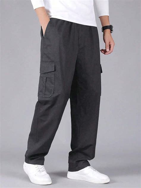 Manfinity Homme Loose Fit Men S Cargo Pants With Flap Pockets And Side