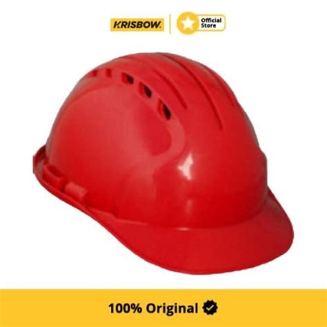 Jual Krisbow Helm Keselamatan Kerja Front Brim Ecm Hdpe Merah Safety