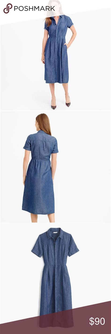 Nwt Jcrew Denim Shirt Dress Dark Wash Size 2 Denim Shirt Dress