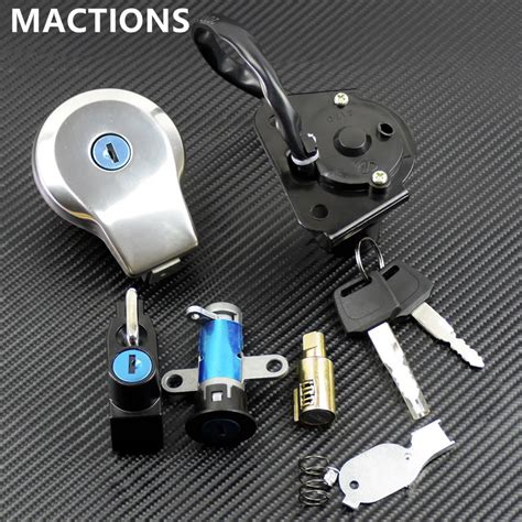 Motorcycle Parts Fuel Gas Cap Key Set Ignition Switch Lock Aluminum For