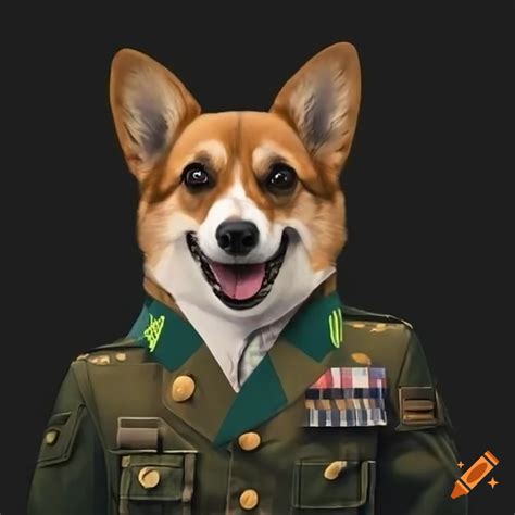 Corgi In Military Uniform On Craiyon