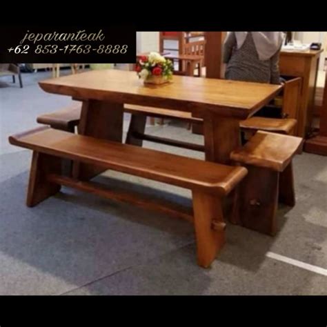 Jual Dining Set Meja Makan Kursi Minimalis Kayu Trembesi Suar Solid