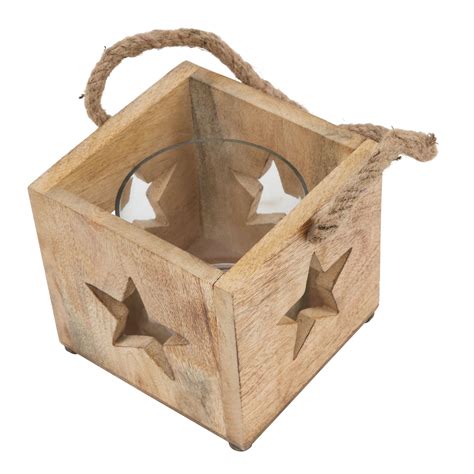 Natural Wooden Star Tealight Candle Holder Wholesale By Hill Interiors