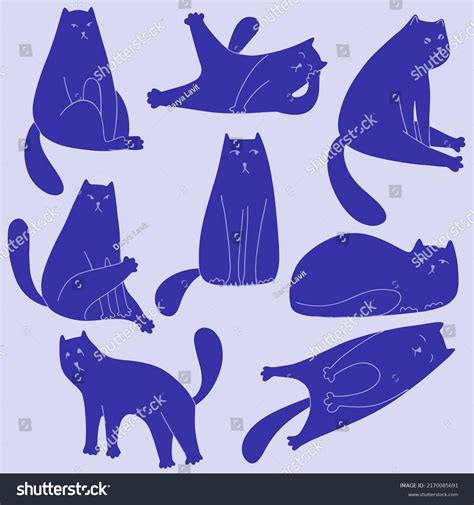 Cartoon Cat Different Poses Emotions Drawn Stock Vector Royalty Free