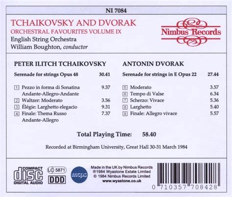 Tchaikovksky Dvorak Serenade For Strings English String Orchestra