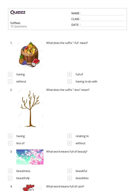 50 Suffixes Worksheets For 2nd Grade On Quizizz Free And Printable