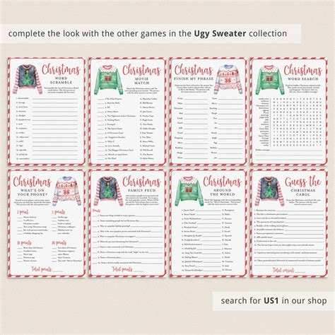 Ugly Sweater Party Games Bundle Printable Ugly Sweater Etsy