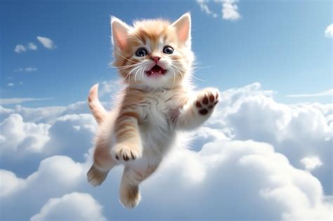 Premium Ai Image A Kitten Jumping In The Air