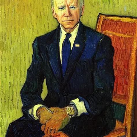 Joe Biden Portrait Painting By Vincent Van Gogh Oil Stable