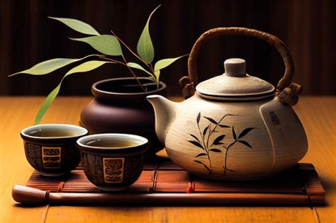 Premium Photo Japanese Tea Ceremony Teapot And Cups