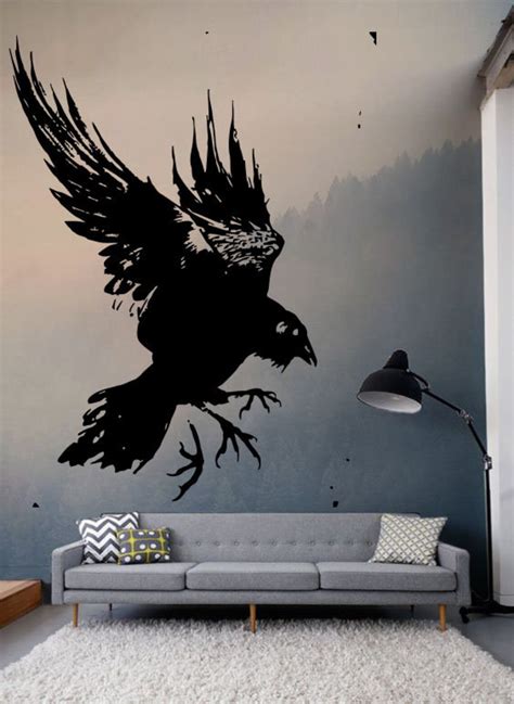 Gothic Raven Vinyl Wall Decal Birds Nature Room Home Interior Etsy