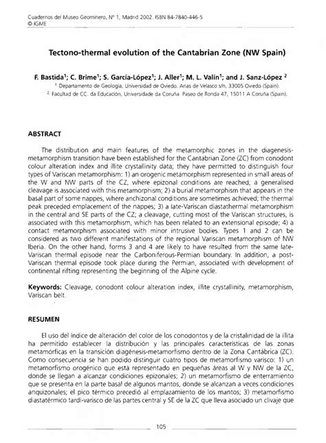 Tectono Thermal Evolution Of The Cantabrian Zone NW Spain PDF