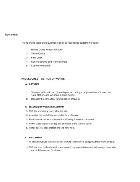 Solution Method Statement For Construction Of Column Studypool