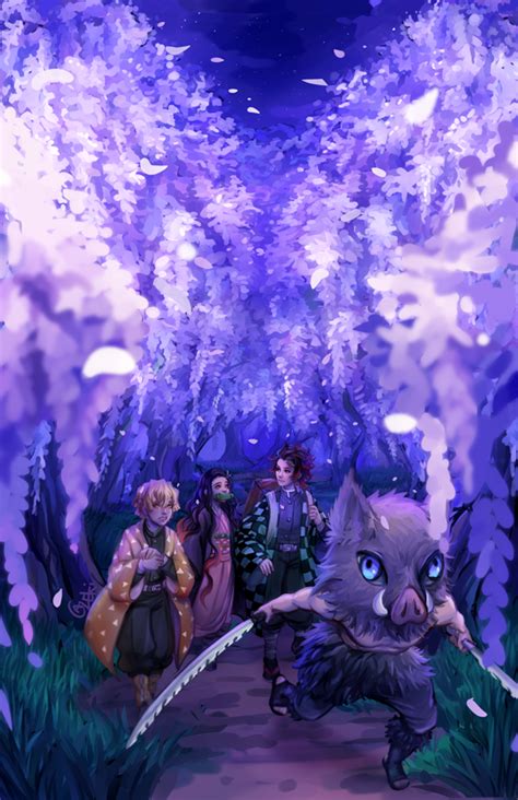 Kny Passing Through The Wisteria Forest By Gazeki On Deviantart