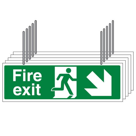 Pack Double Sided Hanging Fire Exit Arrow Down Left Right