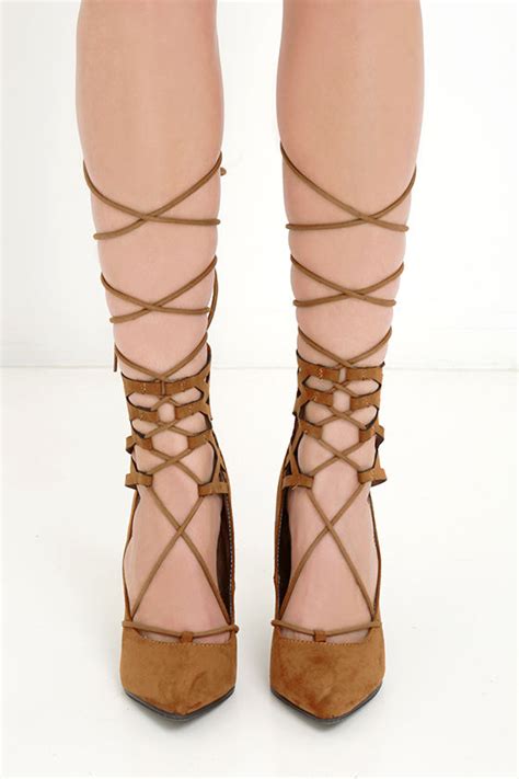 Cute Tan Heels Lace Up Heels Lace Up Pumps 34 00