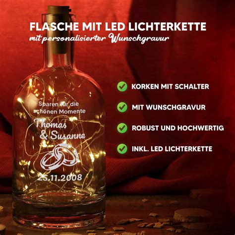 Beleuchtete Flasche Mit Personalisierter Wunschgravur F R Hochzeit