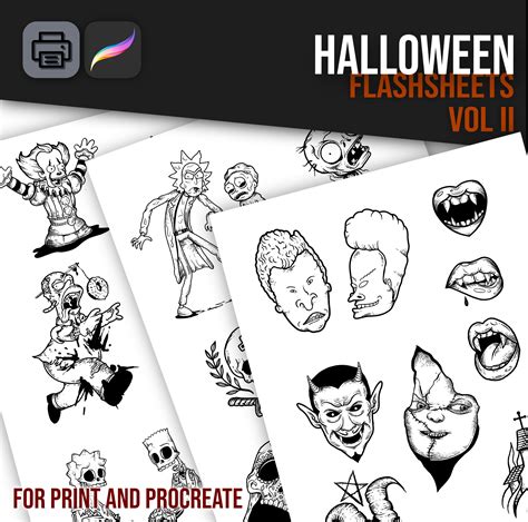 Halloween Flash Tattoo Sheets Bundle - Etsy