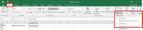 Spaltenbreite und Zeilenhöhe einer Microsoft Excel Tabelle automatisch