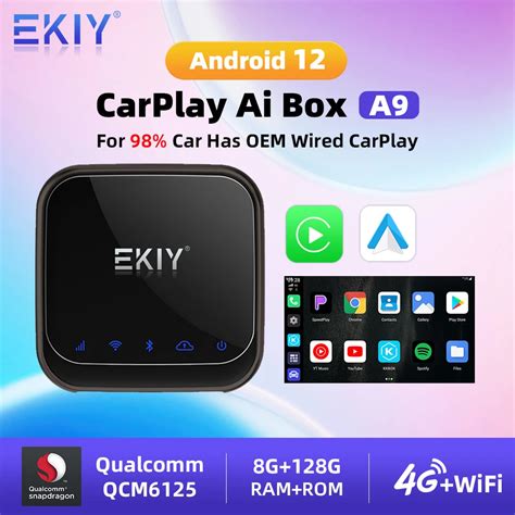 EKIY CarPlay Ai Box Android 12 8GB 128GB QCM 8 Core 6125 Wireless