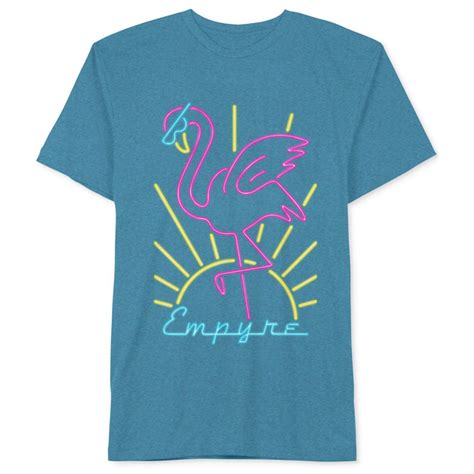 Jem Mens Neon Flamingo Graphic T Shirt Blue Small