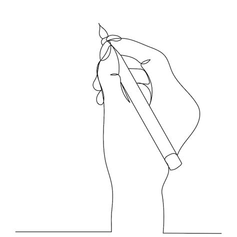 Premium Vector Hand With Pencil Drawing One Continuous Line Vector