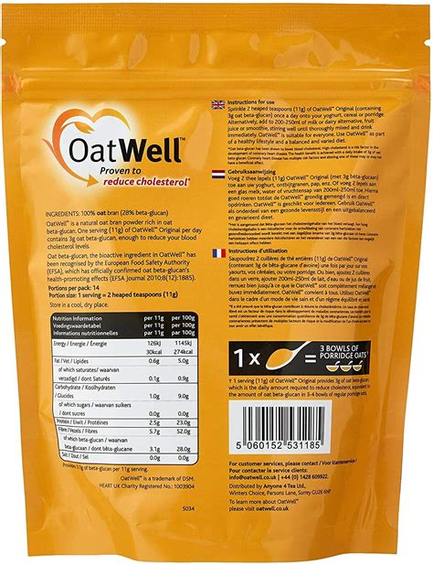 Oatwell Original Oat Bran Powder With Beta Glucen Day Pack G For