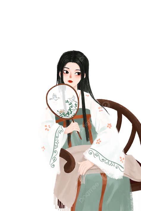 Tang Dynasty Chinese Style Hanfu Woman Holding A Fan Photo Tang