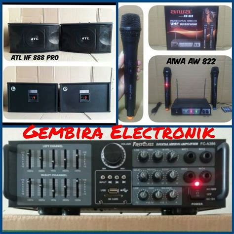 Jual Paket Karaoke Bluetooth Ampli Mixer Sound System Speaker Atl