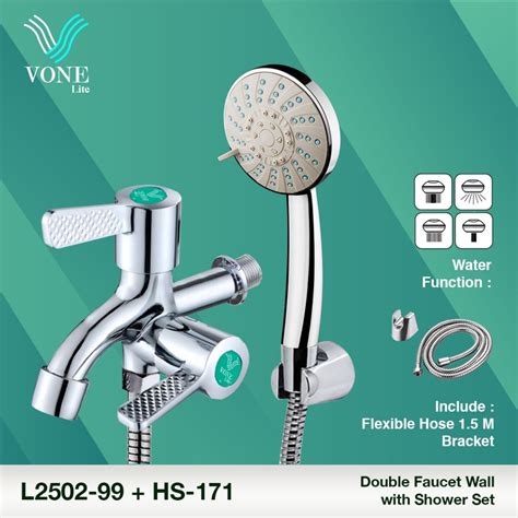 Jual VONE LITE L2502 99 Kran Cabang Keran Double Shower Set Paket