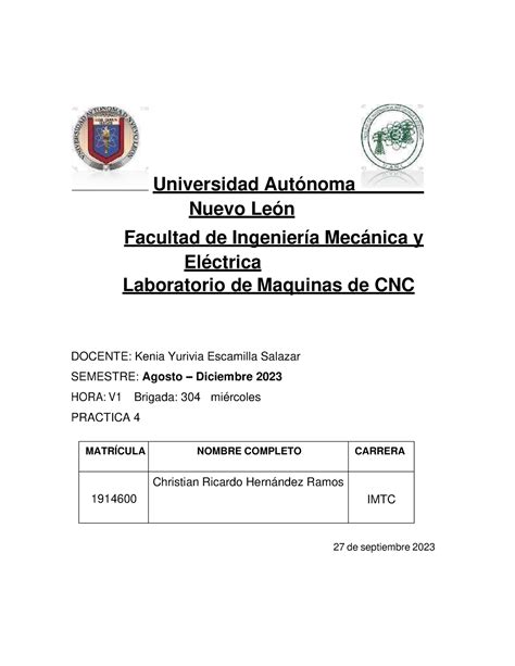 P Maquinas De Cnc Universidad Aut Noma Nuevo Le N Facultad