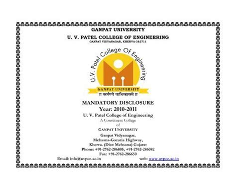 Mandatory Disclosure U V Patel College Of Engineering