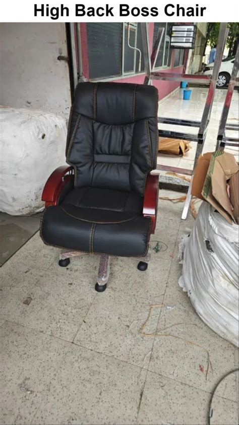 Leather High Back Boss Chair Fixed Arm Black At Rs In