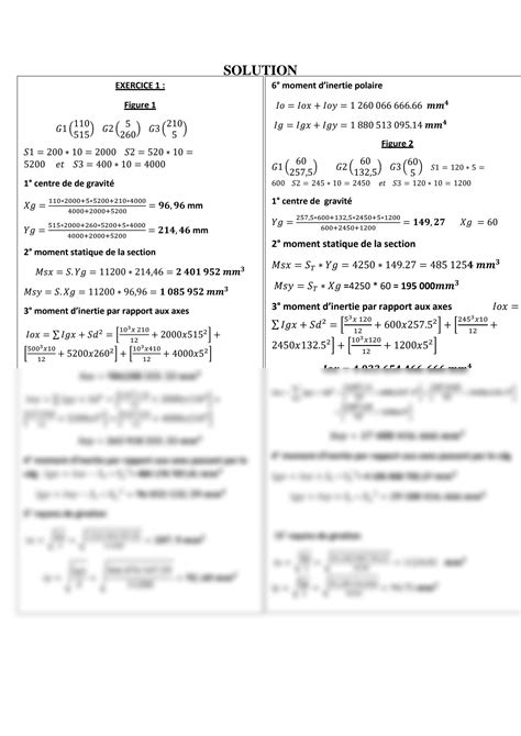SOLUTION Exercices Avec Corriges Sur Moment Statique Et Moment