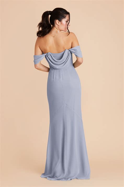 Mira Dusty Blue Chiffon Bridesmaid Dress Birdy Grey