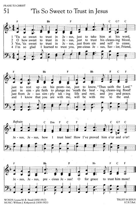 Hymns Of Promise A Large Print Songbook 51 Tis So Sweet To Trust In Jesus