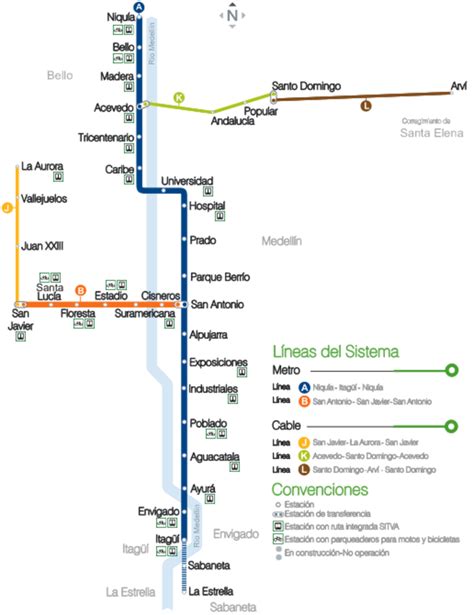 Medellin metro map, Colombia