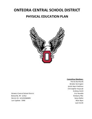 Fillable Online PHYSICAL EDUCATION PLAN Fax Email Print PdfFiller