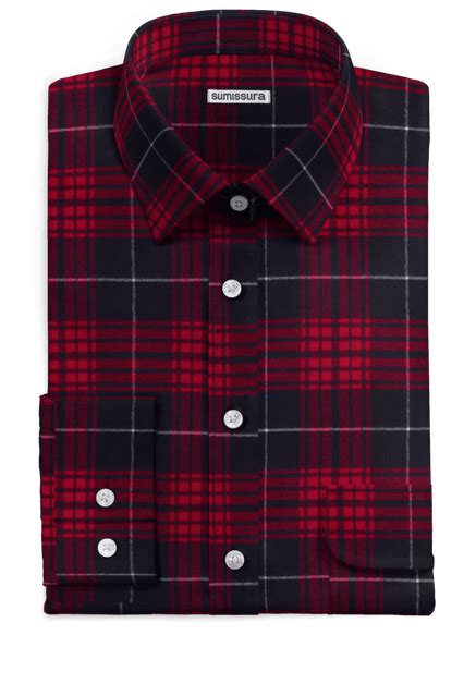 Red Plaid Flannel Shirt With Pockets Sumissura