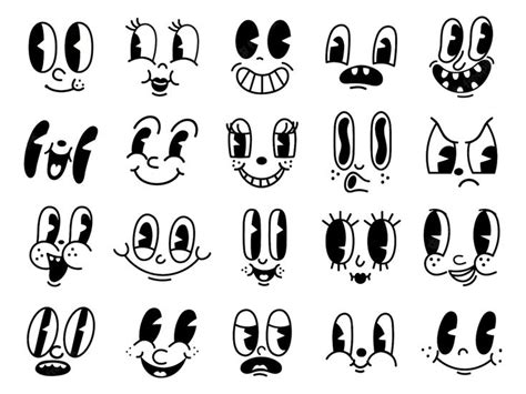 Premium Vector Retro S Cartoon Mascot Characters Funny Faces S