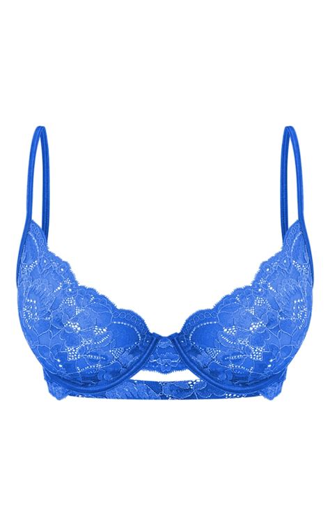 Soutien Gorge Forte Poitrine Dentelle Bleu Cobalt Paillettes Prettylittlething Fr