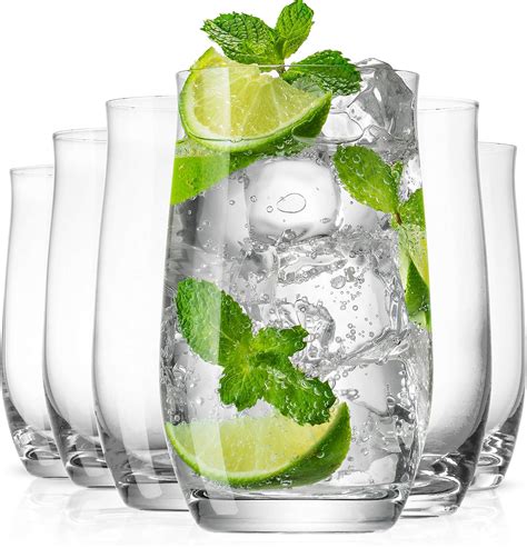 Beneti Exquisite Highball Drinking Glasses [set Of 6] Curved Clear Water Glasses