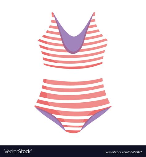 Striped bkini swimsuit cartoon isolated design Vector Image