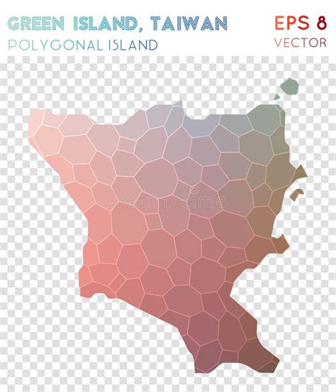 Mapa Poligonal De La Isla Verde Taiw N Estilo Del Mosaico Ilustraci N