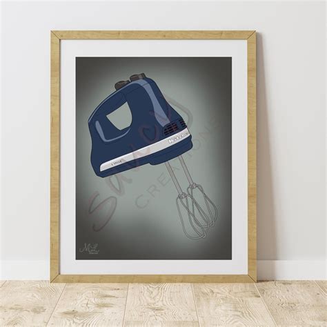 Navy Hand Mixer Digital Art Download Etsy