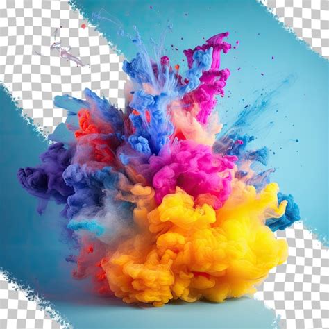 Explosion De Poudre Colorée Sur Un Fond Transparent PSD Premium