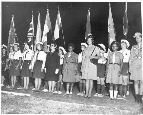 Girl Scouts Of The Usa Archival Item Standing At Attention During A